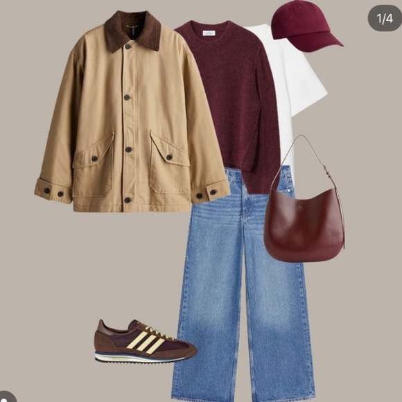 NWT H&M oversized canvas jacket beige brown chore barn jacket size XS and Small - Picture 4 of 13